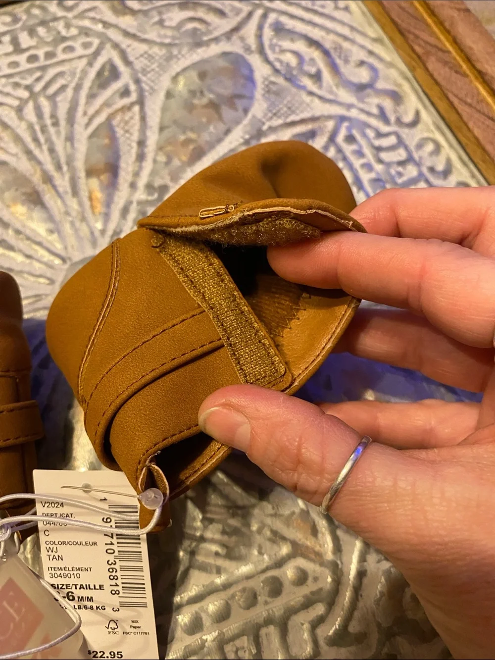 The Children's Place Baby Boots Booties w/ Velcro Closure Tan Sz 3-6 Mths NWT